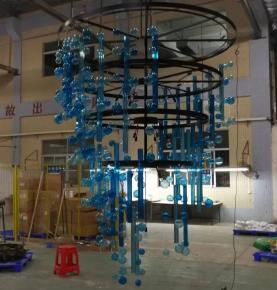 blue glass chandelier